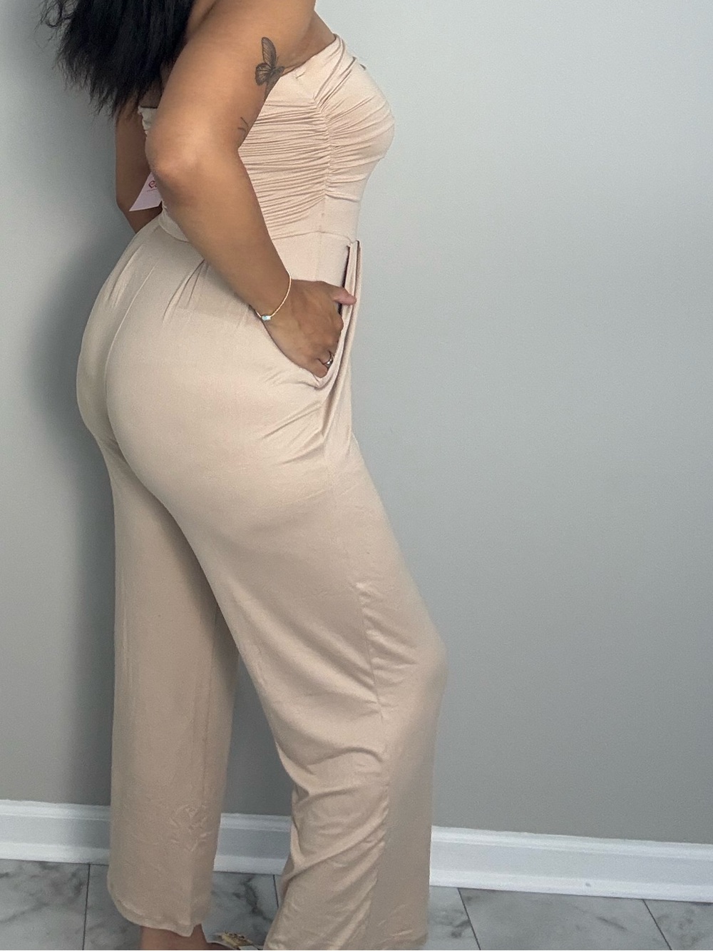 NWT Strapless Wide-Leg Jumpsuit in Nude - Picture 3 of 3